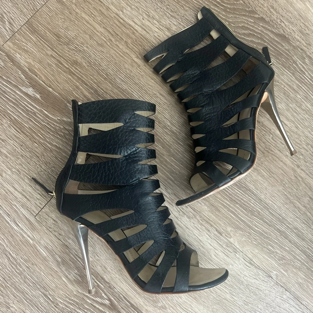 Giuseppe Zanotti Black and Silver Strappy Ankle Boots - Picture 2 of 3